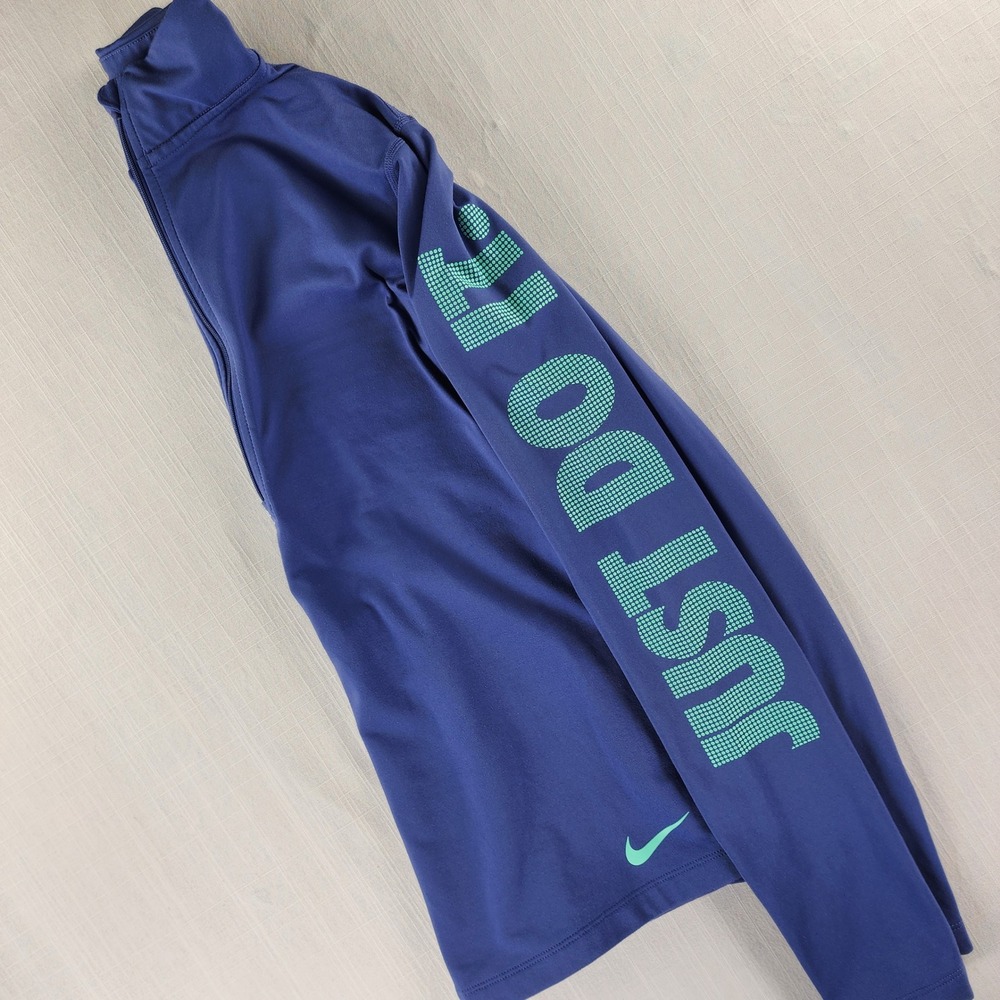 Nike Quarter-Zip Pullover Womens M Blue Just Do It Athletic Polyester Blend - Picture 5 of 12
